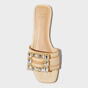 A New Day Kelsey Rhinestone Buckle Slide Sandals Size 8.5